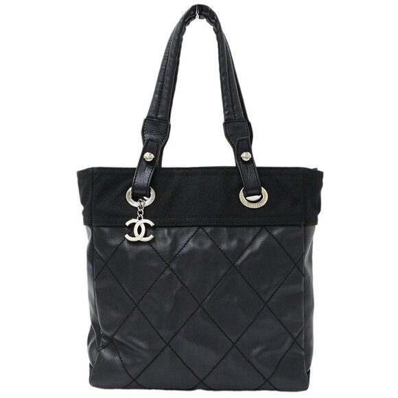 CHANEL Black Coated Canvas Tote Bag - Picture 1 of 16